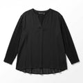 INC XXL Black Womens Tunic Blouse Mixed Media V-Neck Casual Minimalist