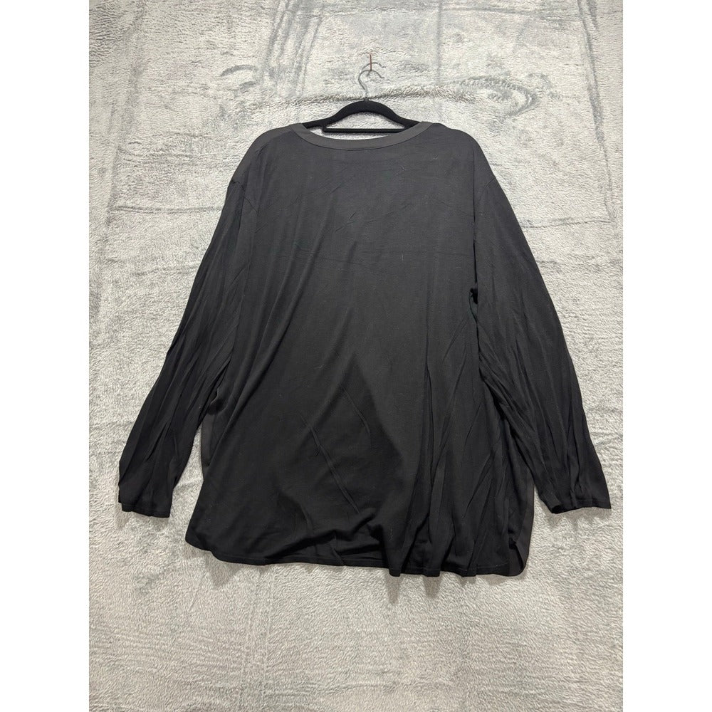 INC XXL Black Womens Tunic Blouse Mixed Media V-Neck Casual Minimalist