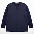 INC XXL Navy Blue Mixed Media V-Neck Tunic Top Womens Casual Minimalist