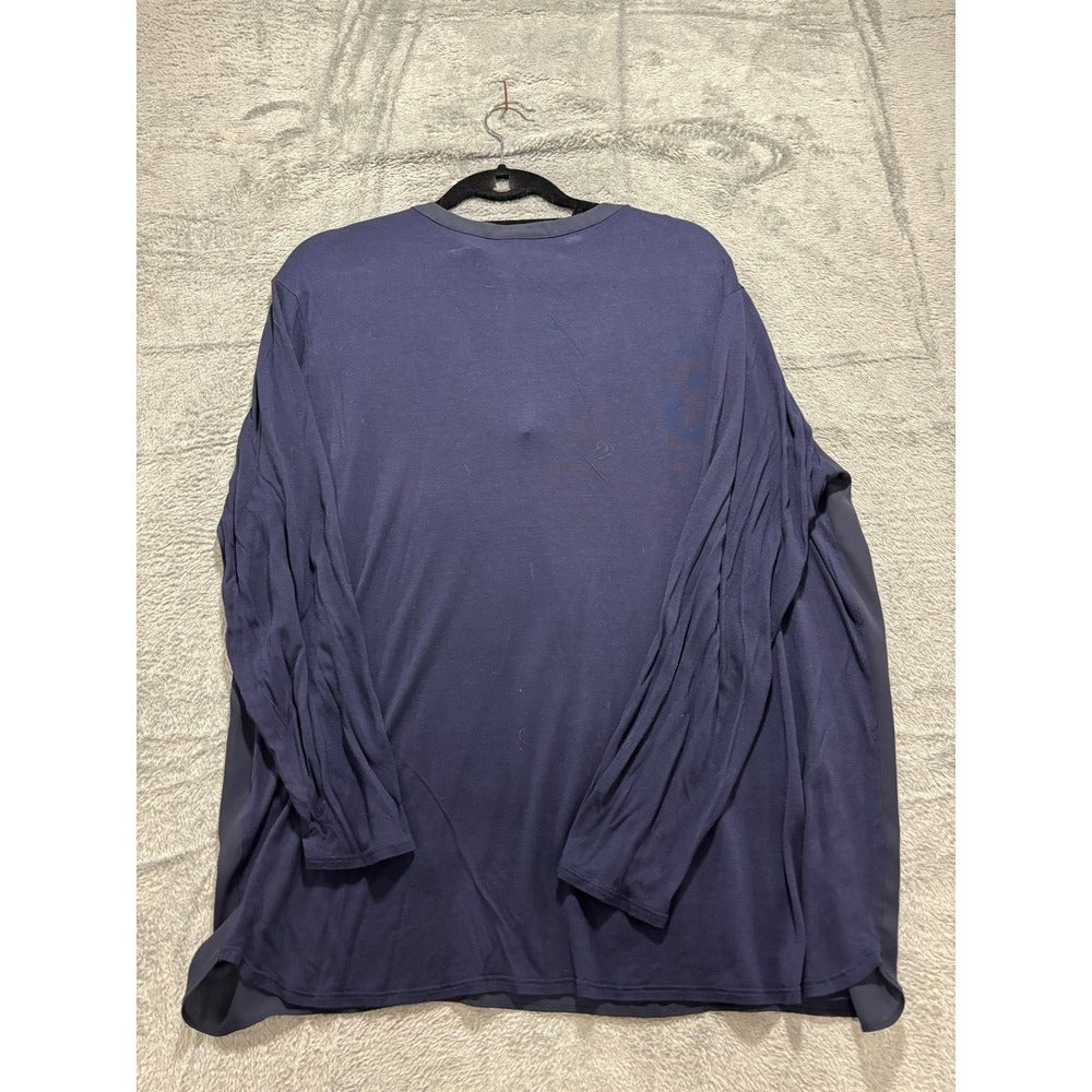 INC XXL Navy Blue Mixed Media V-Neck Tunic Top Womens Casual Minimalist
