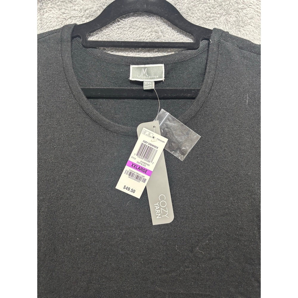 JM Collection XXL Black Crewneck Sweater NWT Cozy Preppy