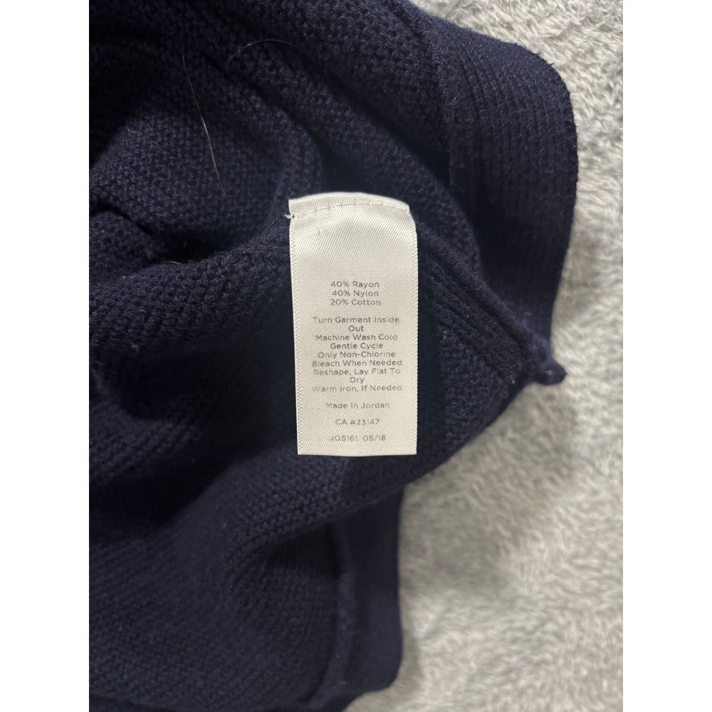 Talbots 2X Navy Blue Ribbed V-Neck Sweater Womens Preppy Pullover