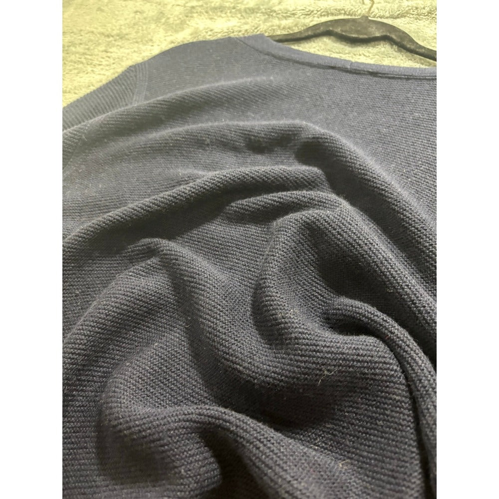 Talbots 2X Navy Blue Ribbed V-Neck Sweater Womens Preppy Pullover