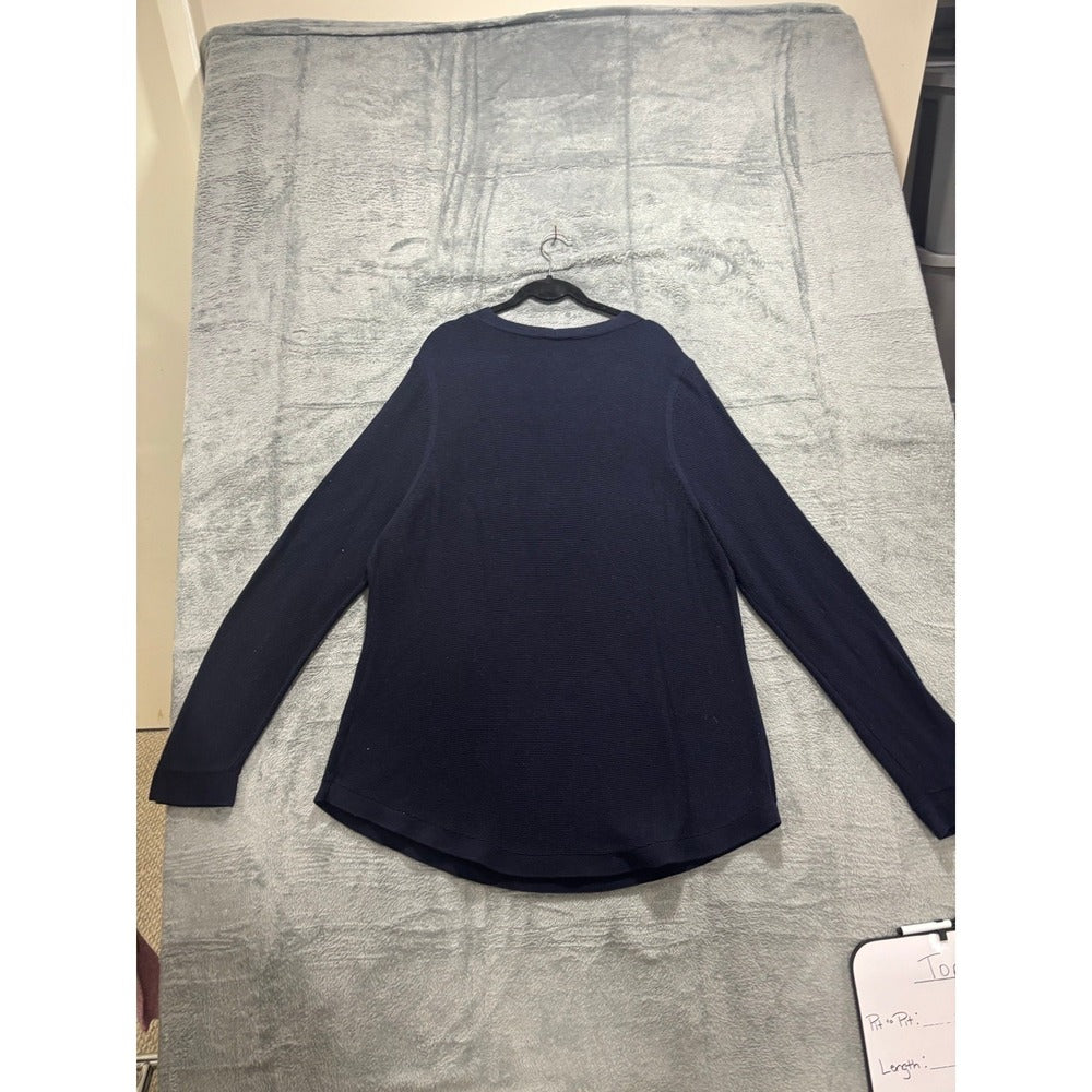 Talbots 2X Navy Blue Ribbed V-Neck Sweater Womens Preppy Pullover