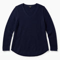 Talbots 2X Navy Blue Ribbed V-Neck Sweater Womens Preppy Pullover