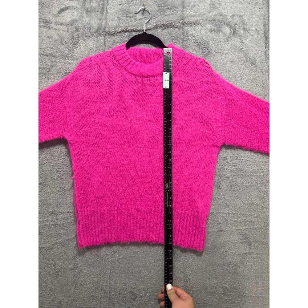 A New Day S Hot Pink Fuzzy Crewneck Eyelash Knit Sweater Cozy