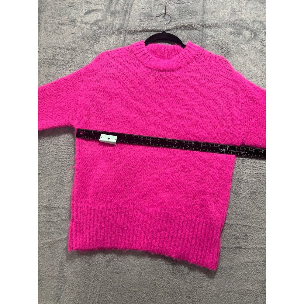 A New Day S Hot Pink Fuzzy Crewneck Eyelash Knit Sweater Cozy