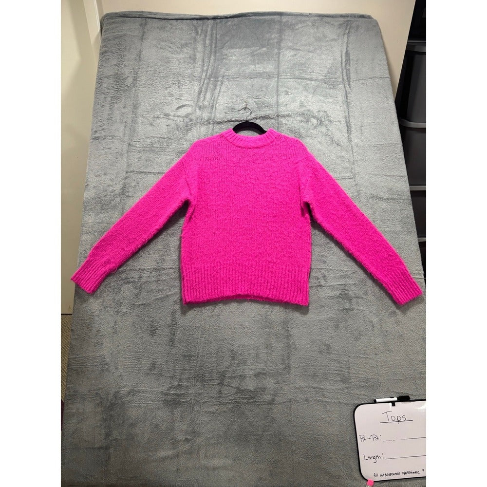 A New Day S Hot Pink Fuzzy Crewneck Eyelash Knit Sweater Cozy