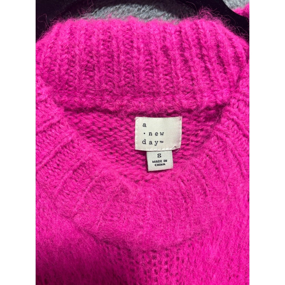 A New Day S Hot Pink Fuzzy Crewneck Eyelash Knit Sweater Cozy