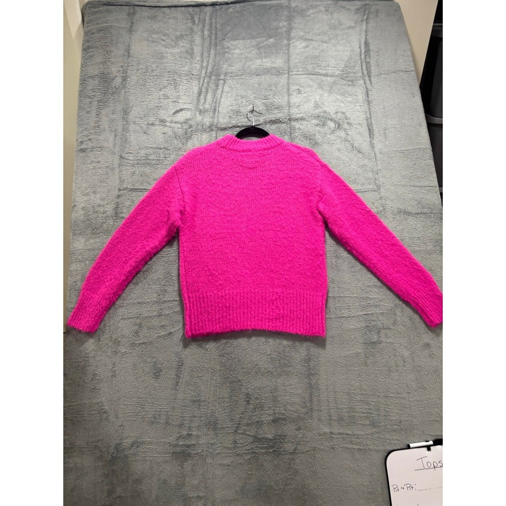A New Day S Hot Pink Fuzzy Crewneck Eyelash Knit Sweater Cozy