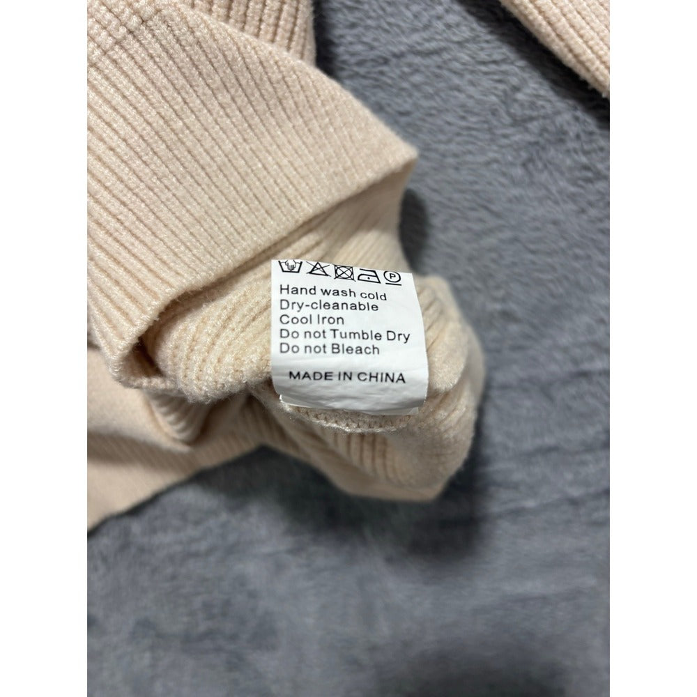 LILLUSORY L Cream V-Neck Button Ribbed Knit Cardigan Sweater Cozy