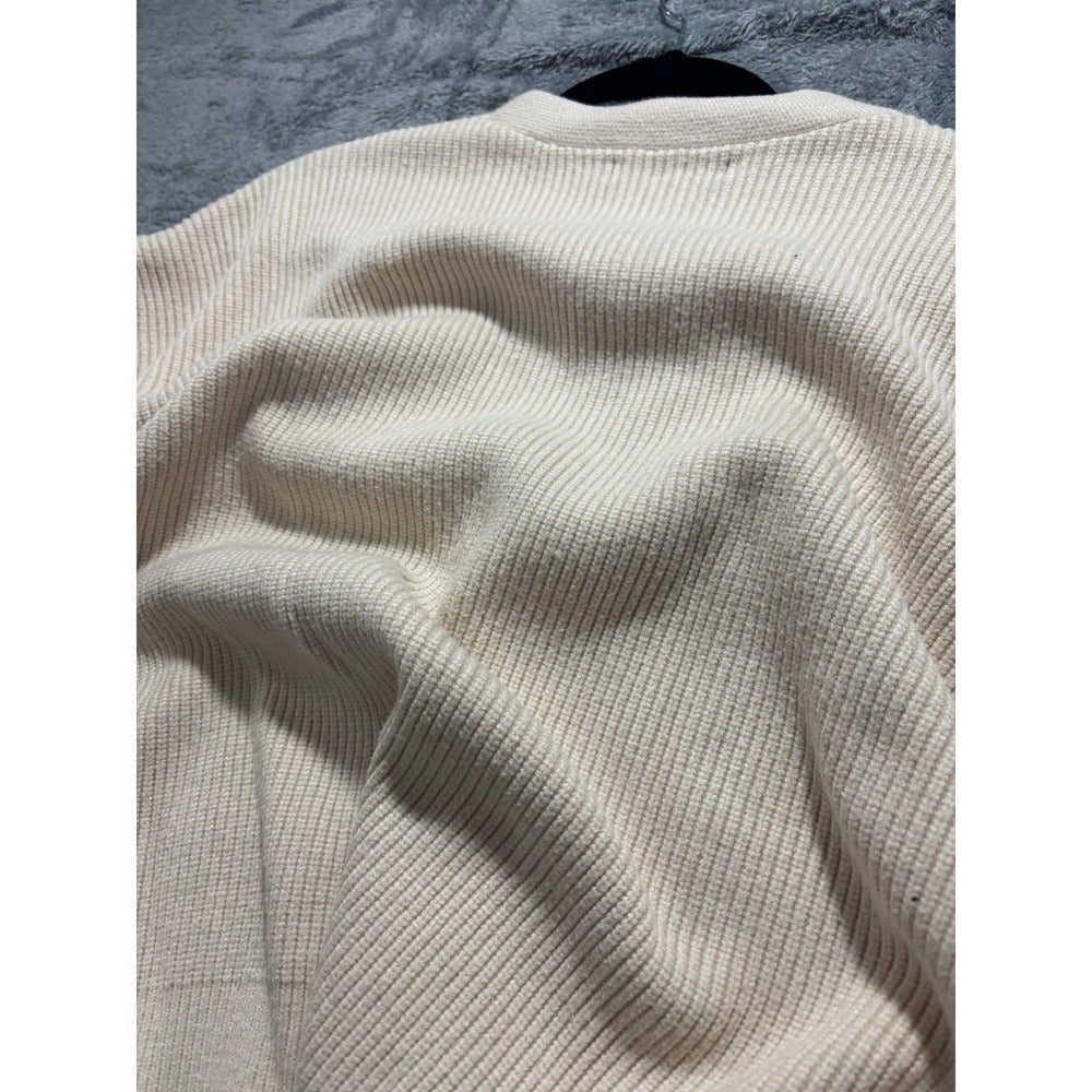 LILLUSORY L Cream V-Neck Button Ribbed Knit Cardigan Sweater Cozy