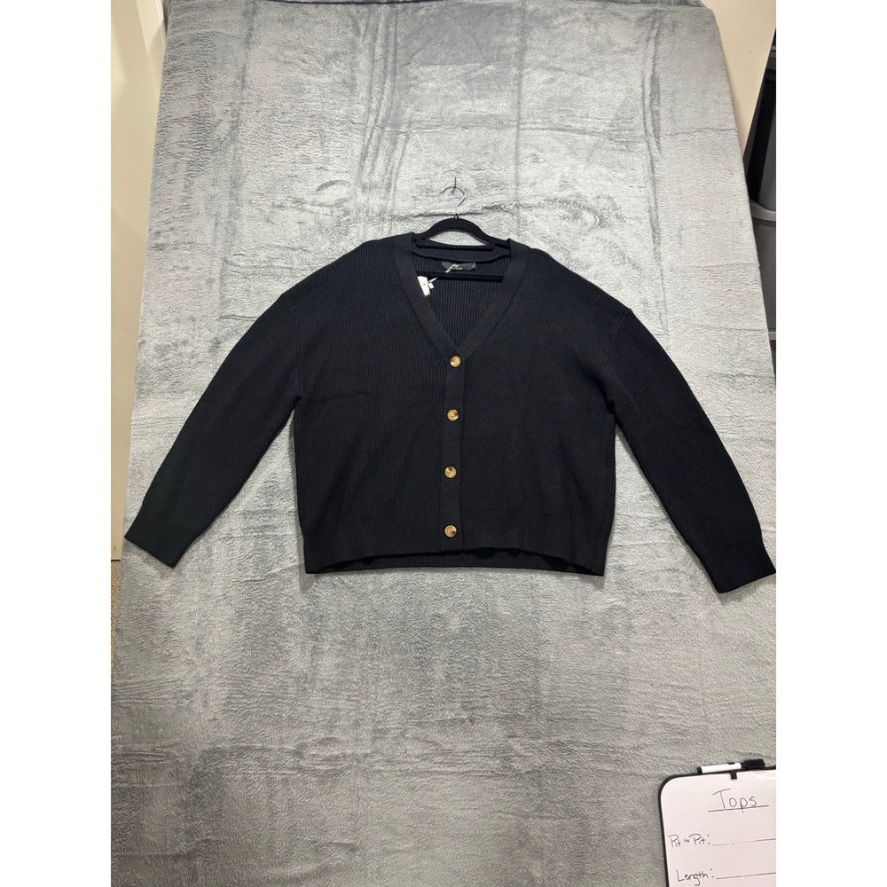 LILLUSORY S Black V-Neck Button Front Cardigan Sweater NWT Cozy