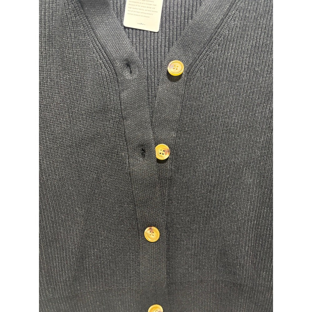 LILLUSORY S Black V-Neck Button Front Cardigan Sweater NWT Cozy