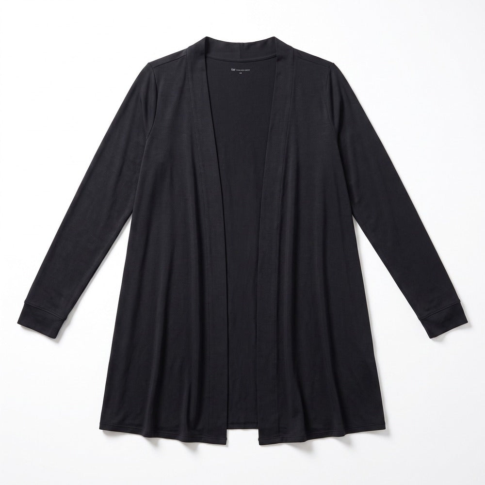 Felina Womens XL Black Open Front Cardigan Longline Athleisure Casual Cozy