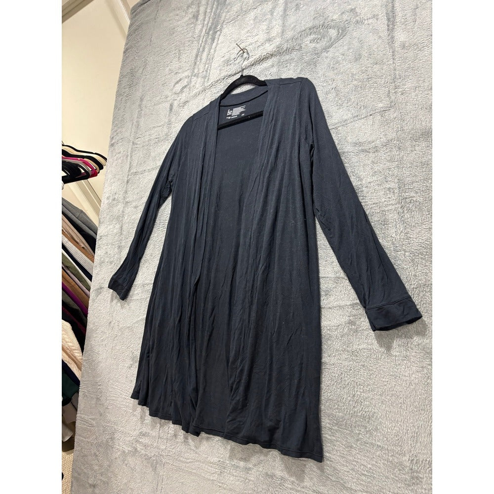 Felina Womens XL Black Open Front Cardigan Longline Athleisure Casual Cozy