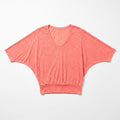Ideology L Coral Burnout Knit Dolman Top Womens Athleisure Casual Cozy