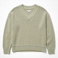 American Eagle L Sage Green V-Neck Shaker Stitch Sweater Womens Boho Casual NEW