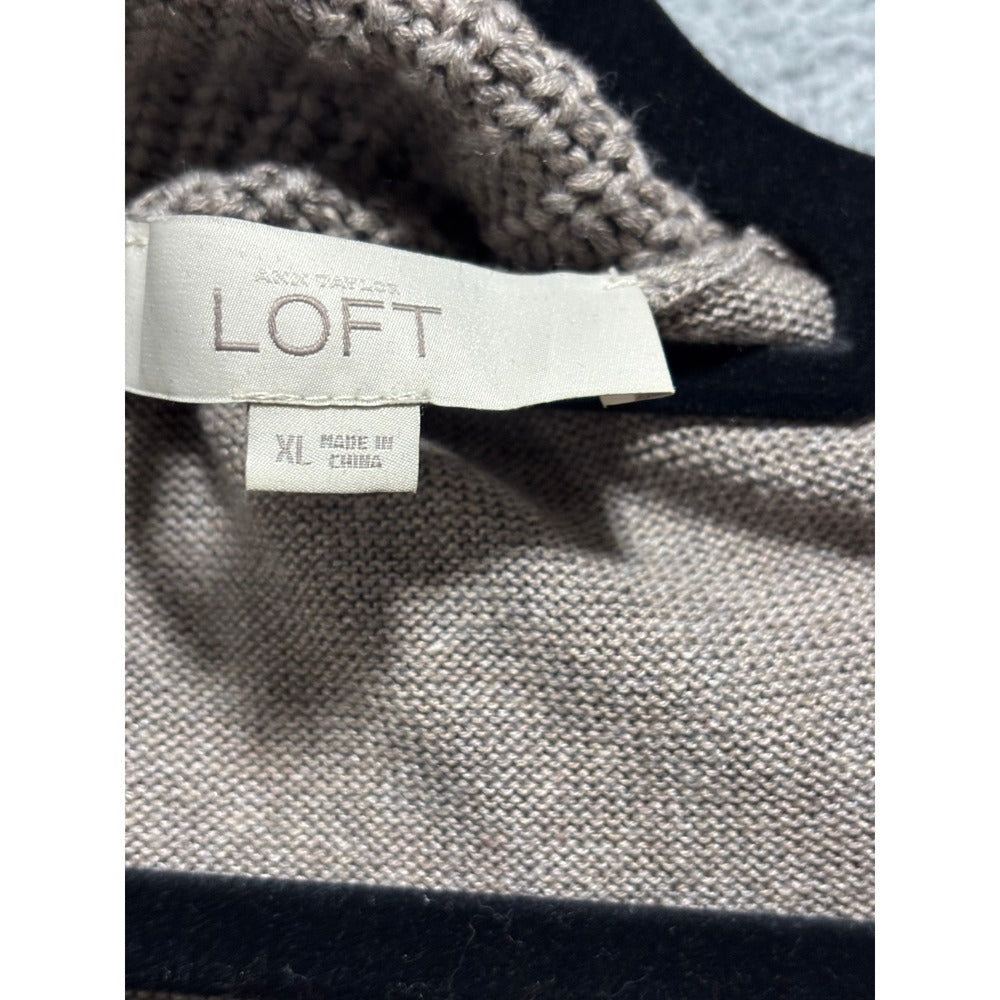 Ann Taylor LOFT XL Taupe Cowl Neck Poncho Sweater Womens Casual Cozy Boho