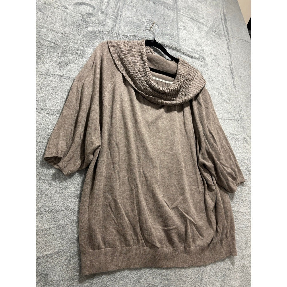 Ann Taylor LOFT XL Taupe Cowl Neck Poncho Sweater Womens Casual Cozy Boho