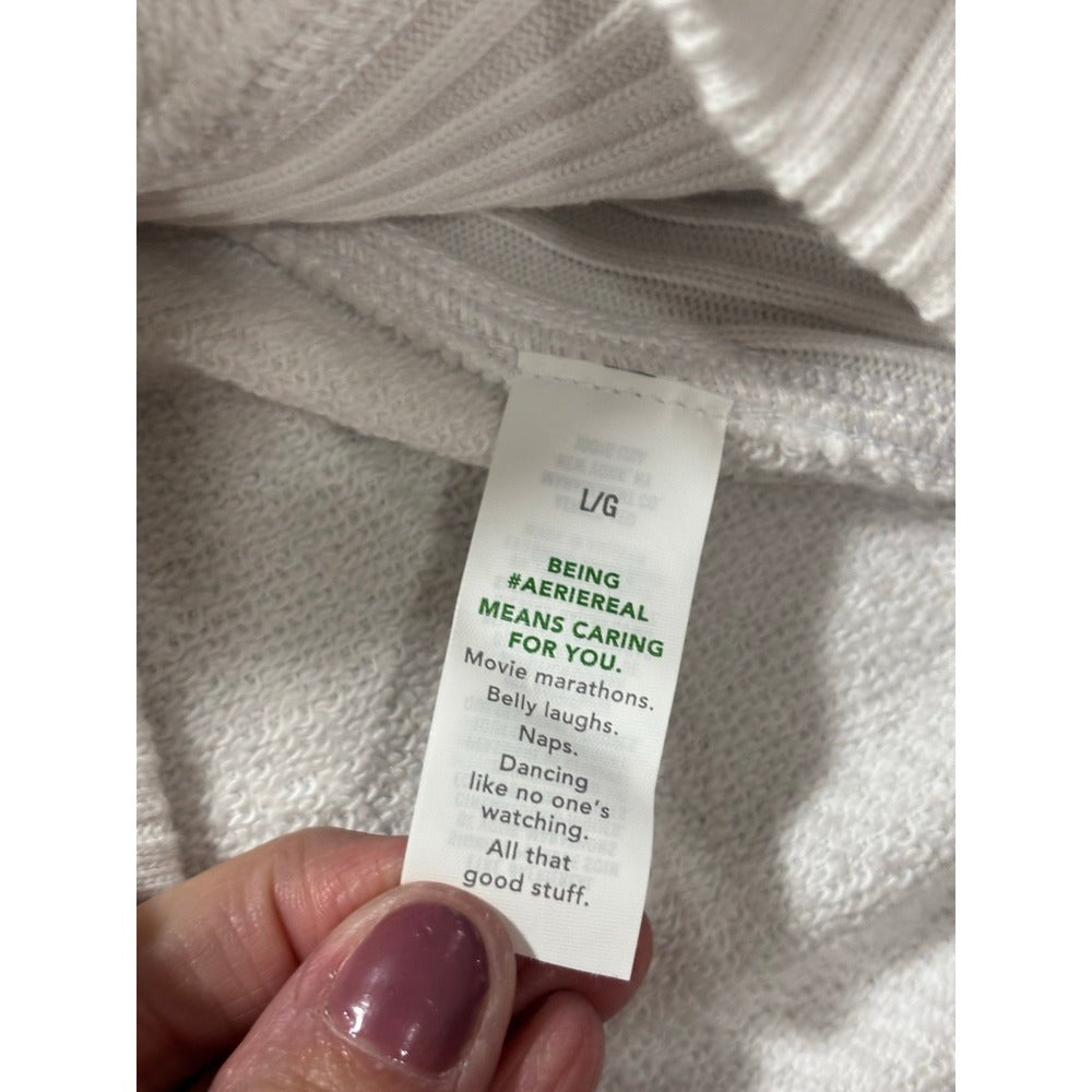 Aerie L White Crewneck Sweatshirt Womens Athleisure Cozy