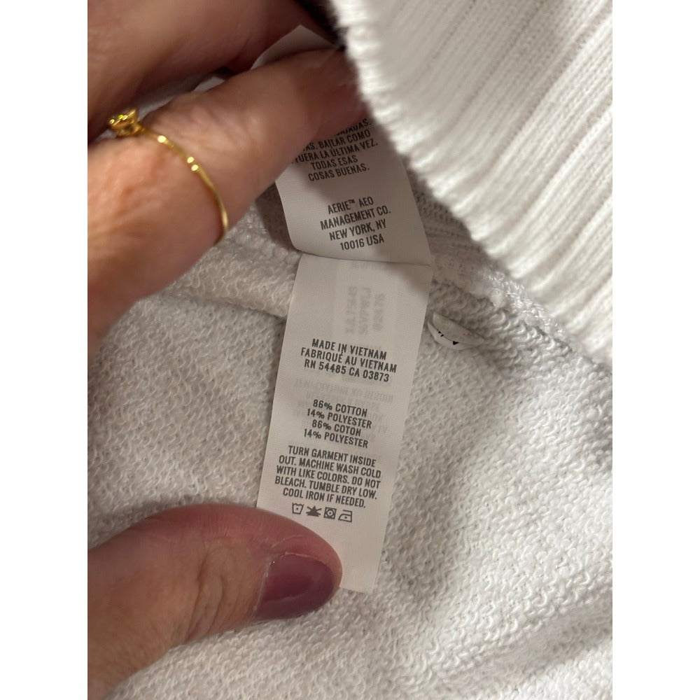 Aerie L White Crewneck Sweatshirt Womens Athleisure Cozy