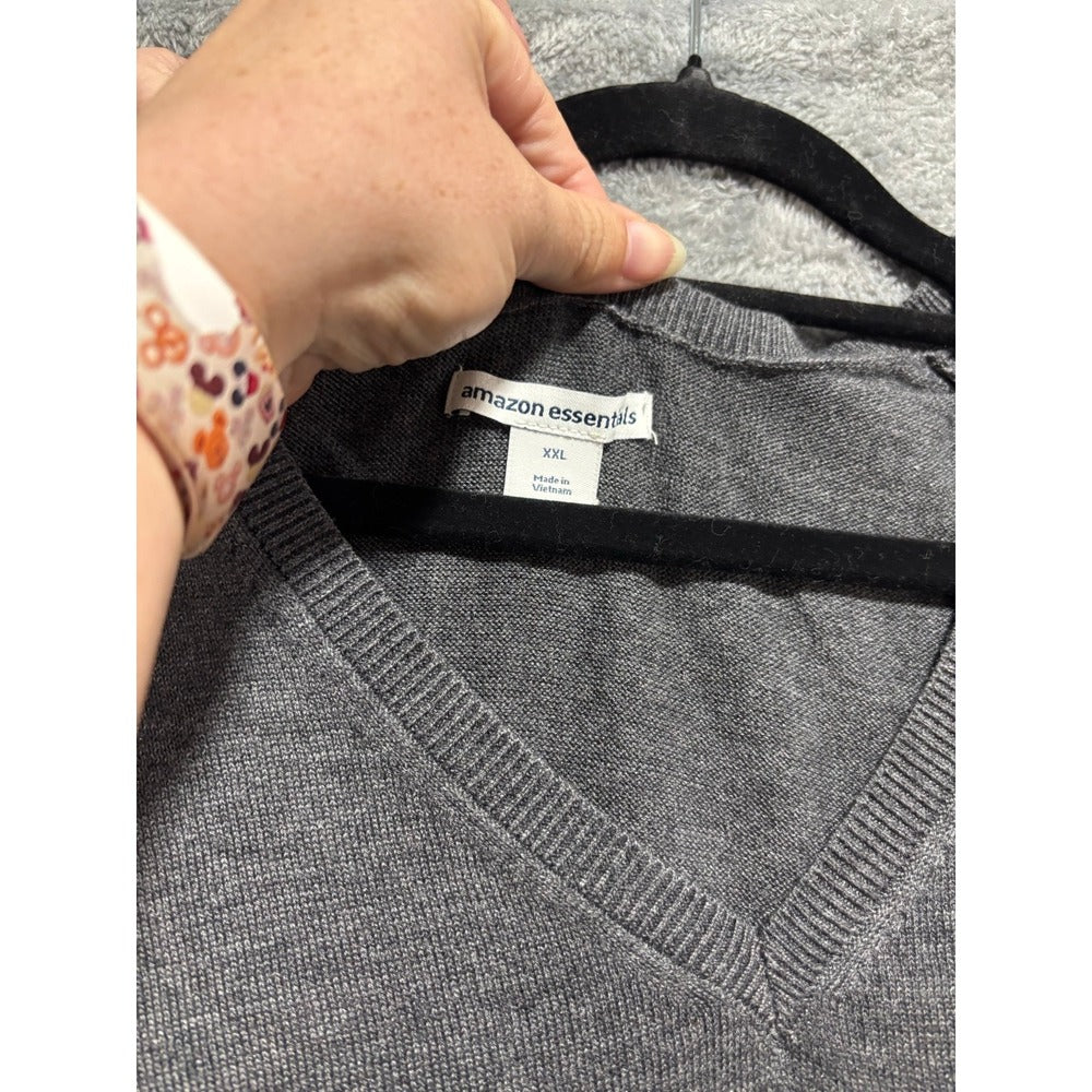 Amazon Essentials XXL Charcoal Gray V-Neck Sweater Casual Cozy
