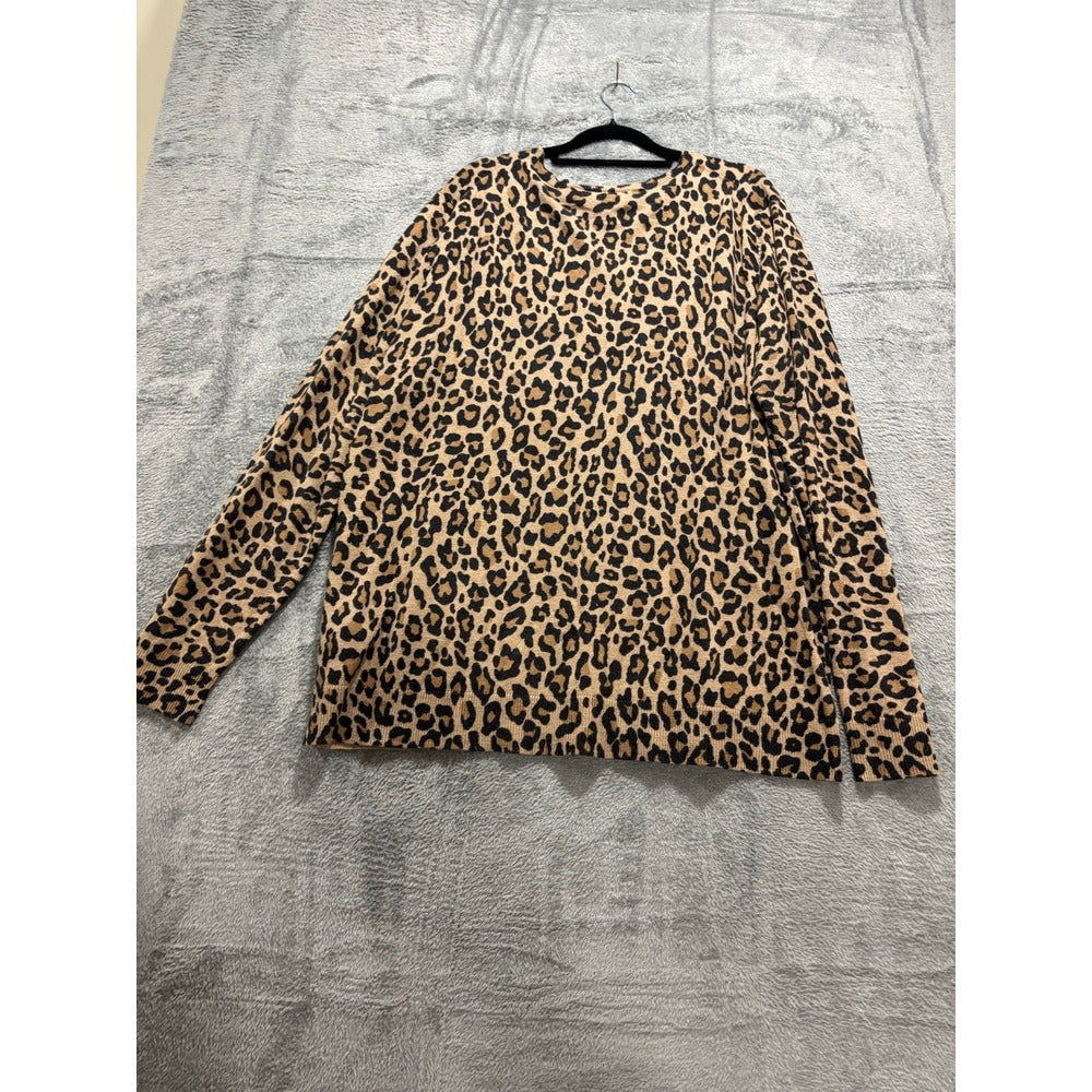 Amazon Essentials XXL Womens Leopard Animal Print V-Neck Sweater Casual Cozy