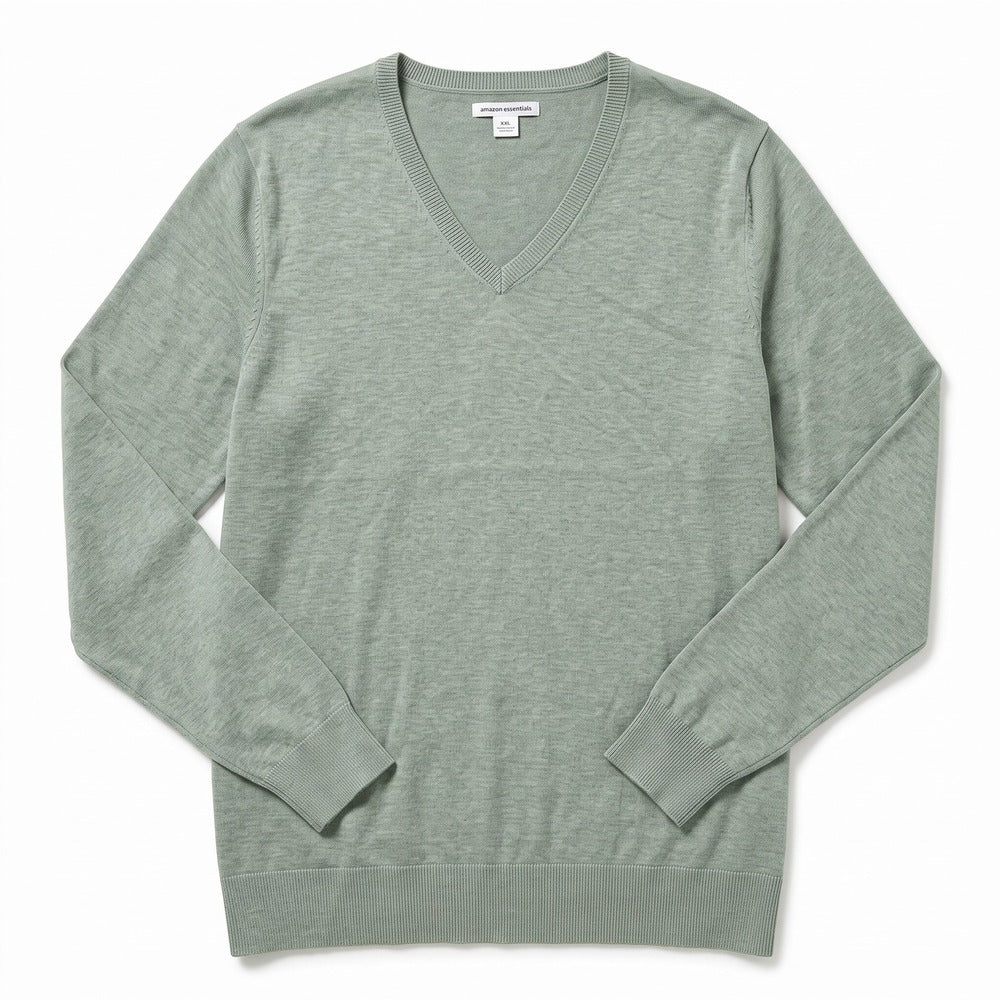 Amazon Essentials XXL Womens Sage Green V-Neck Sweater Casual Cozy Pullover