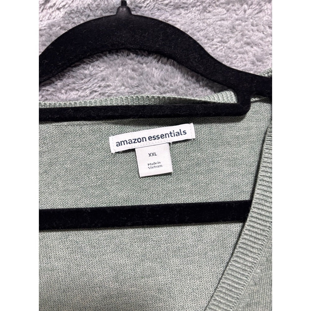 Amazon Essentials XXL Womens Sage Green V-Neck Sweater Casual Cozy Pullover