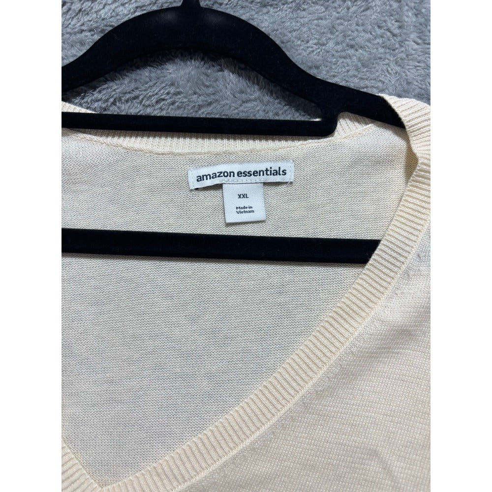 Amazon Essentials XXL Cream V-Neck Sweater Womens Casual Cozy Boho