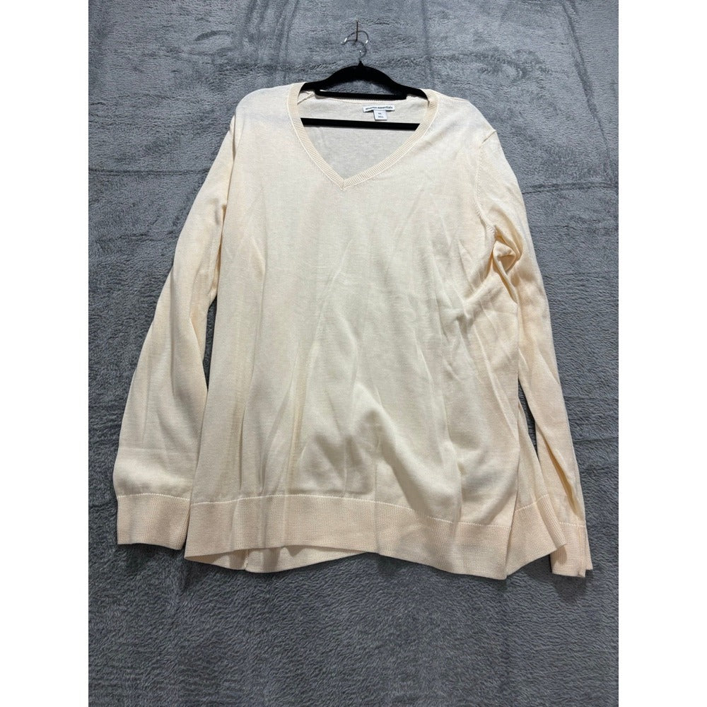 Amazon Essentials XXL Cream V-Neck Sweater Womens Casual Cozy Boho