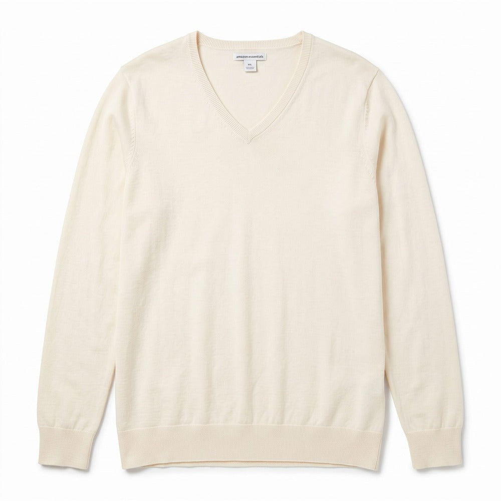 Amazon Essentials XXL Cream V-Neck Sweater Womens Casual Cozy Boho