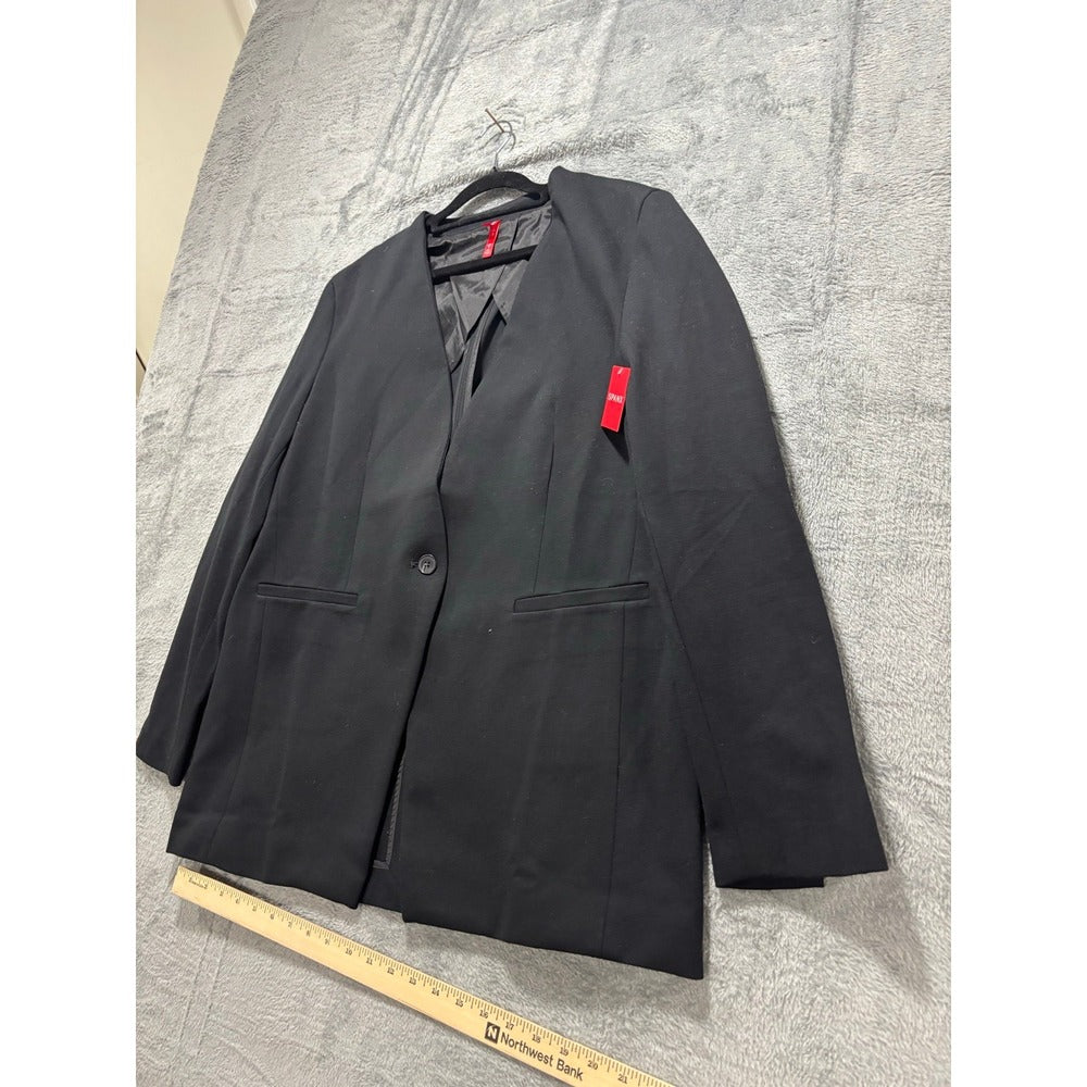 Spanx L Classic Black Womens Perf Collarless Blazer Casual Preppy