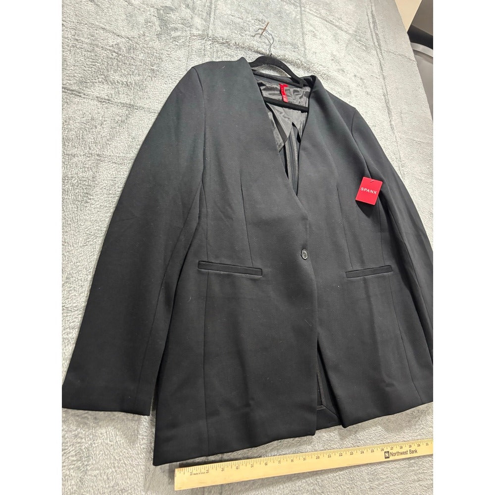 Spanx L Classic Black Womens Perf Collarless Blazer Casual Preppy
