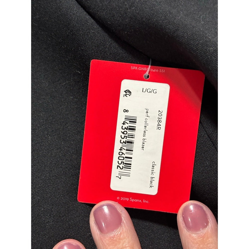 Spanx L Classic Black Womens Perf Collarless Blazer Casual Preppy