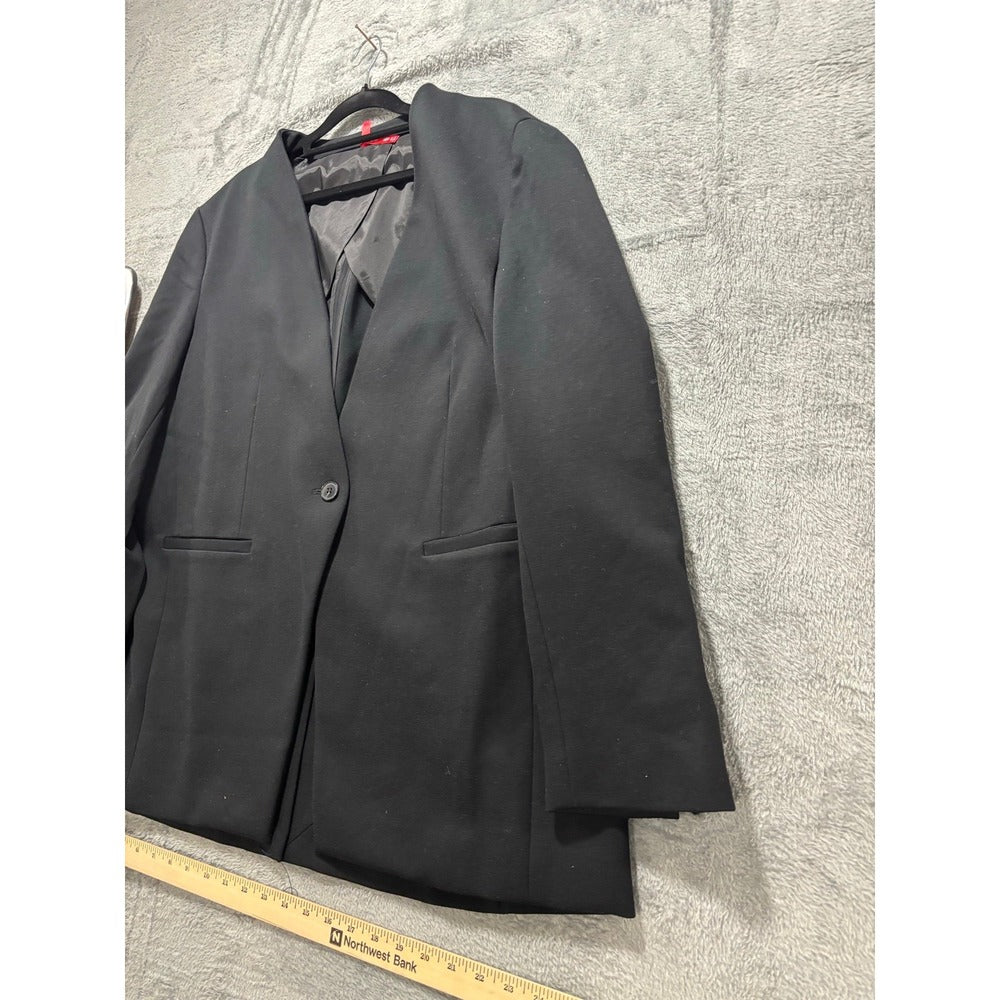 Spanx XL Black Collarless Single Button Blazer Womens Professional Minimalist