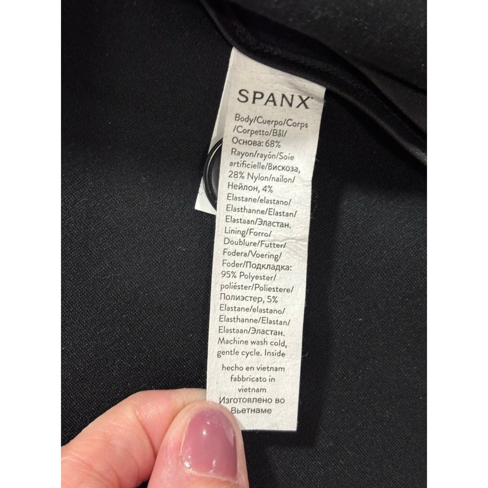 Spanx XL Black Collarless Single Button Blazer Womens Professional Minimalist