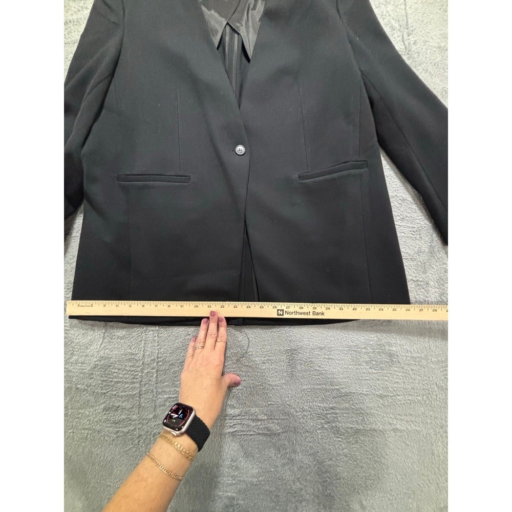 Spanx XL Black Collarless Single Button Blazer Womens Professional Minimalist