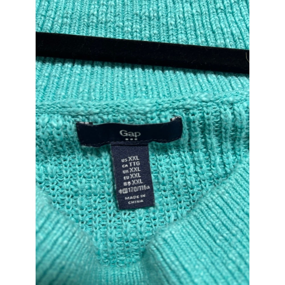 Gap XXL Teal Blue Cotton Chunky Knit Pullover Sweater Womens Casual Boho