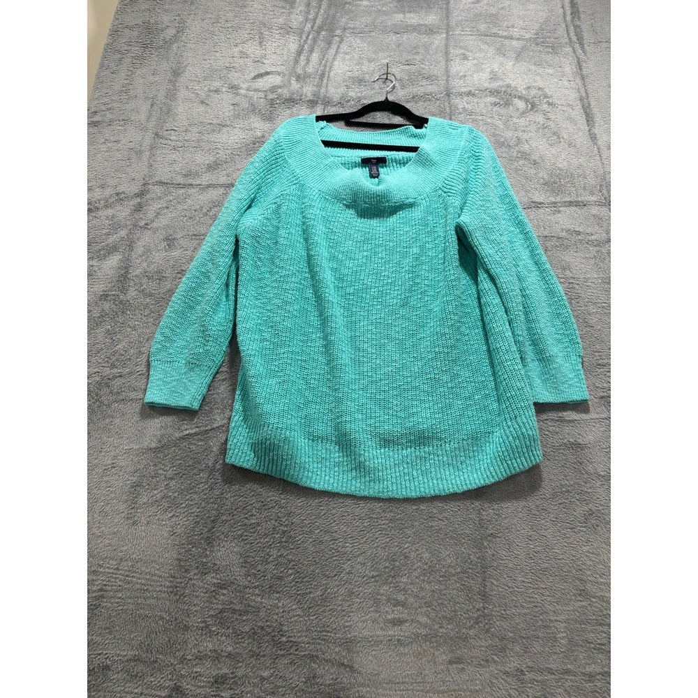 Gap XXL Teal Blue Cotton Chunky Knit Pullover Sweater Womens Casual Boho