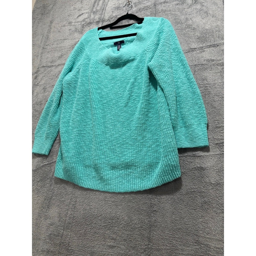 Gap XXL Teal Blue Cotton Chunky Knit Pullover Sweater Womens Casual Boho