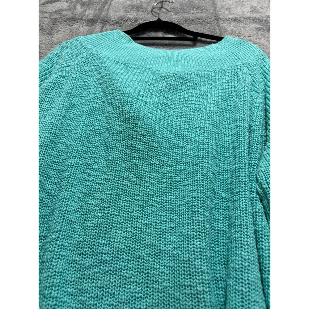Gap XXL Teal Blue Cotton Chunky Knit Pullover Sweater Womens Casual Boho