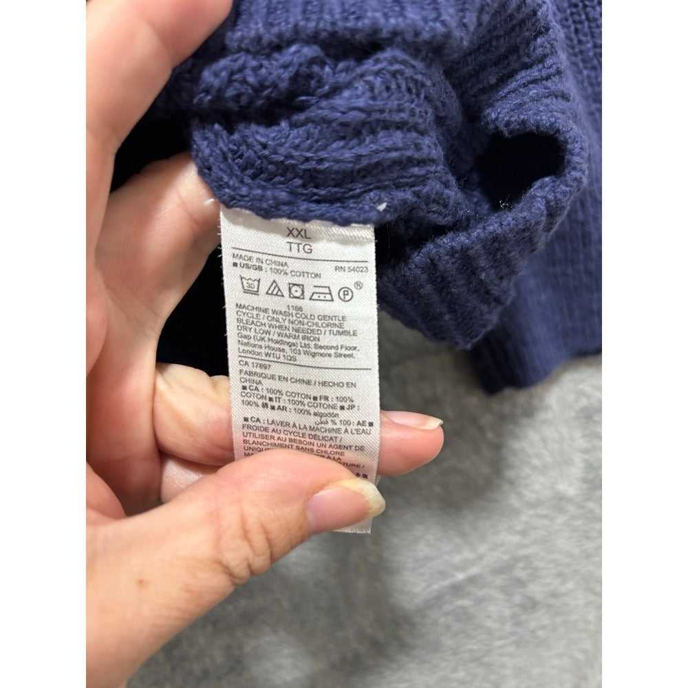 Gap XXL Blue Womens Pullover Sweater Cotton Knit Casual Cozy Boho