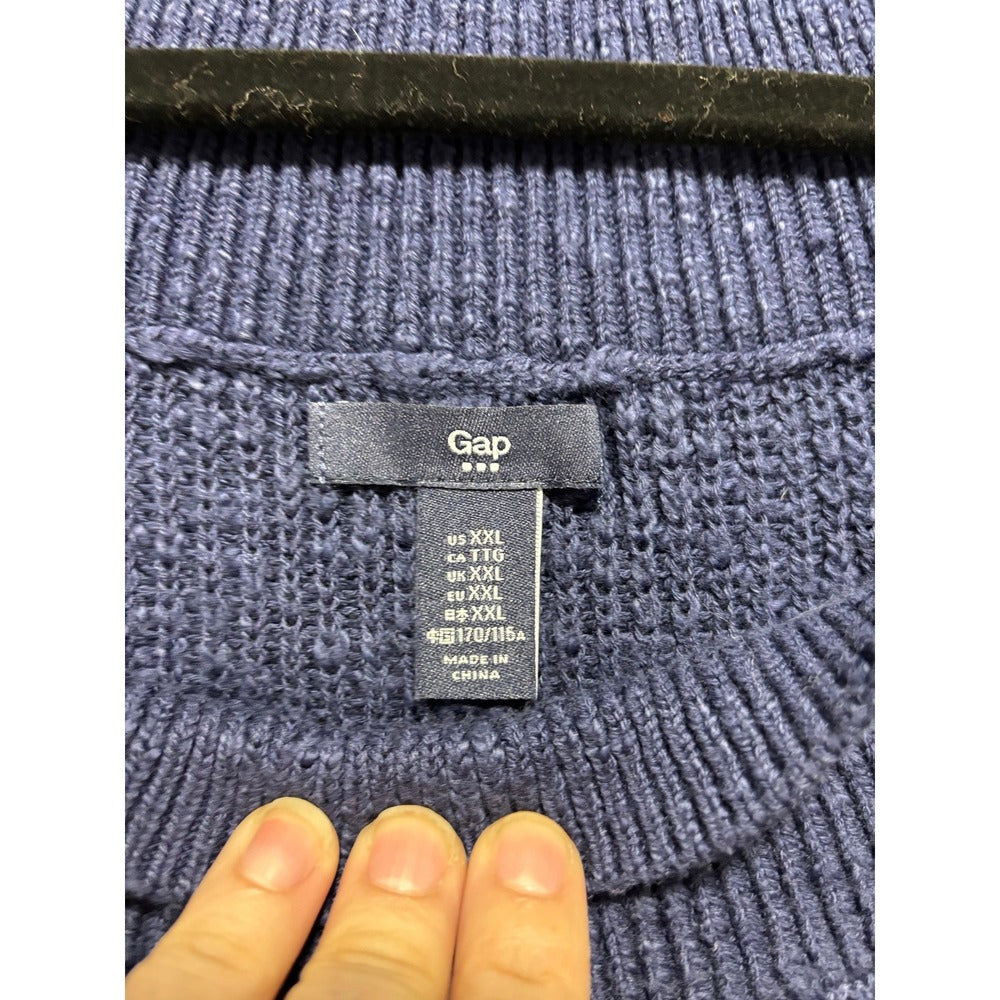 Gap XXL Blue Womens Pullover Sweater Cotton Knit Casual Cozy Boho