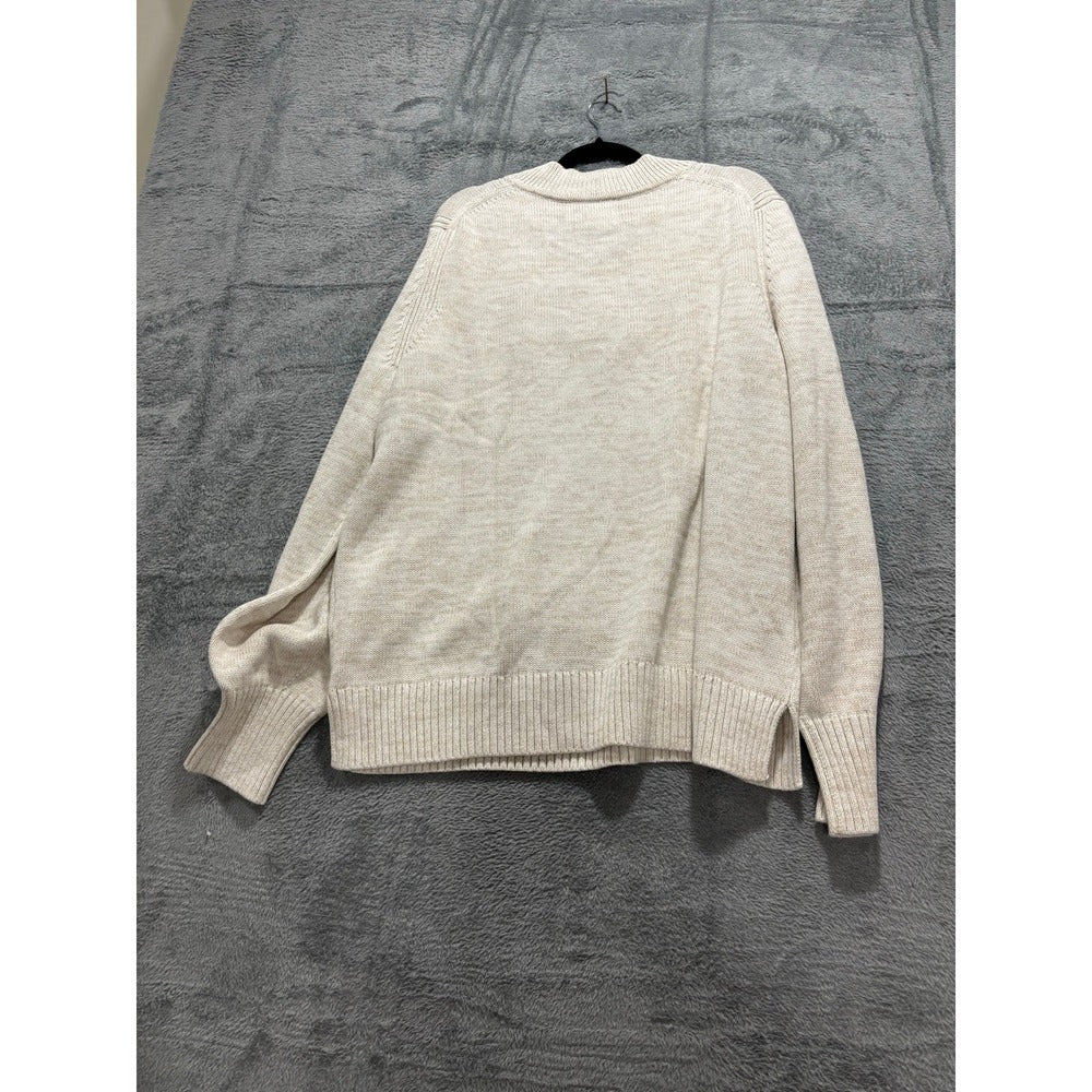 Gap XL Tall Womens Cream V-Neck Sweater Cotton Knit Cozy Preppy Casual