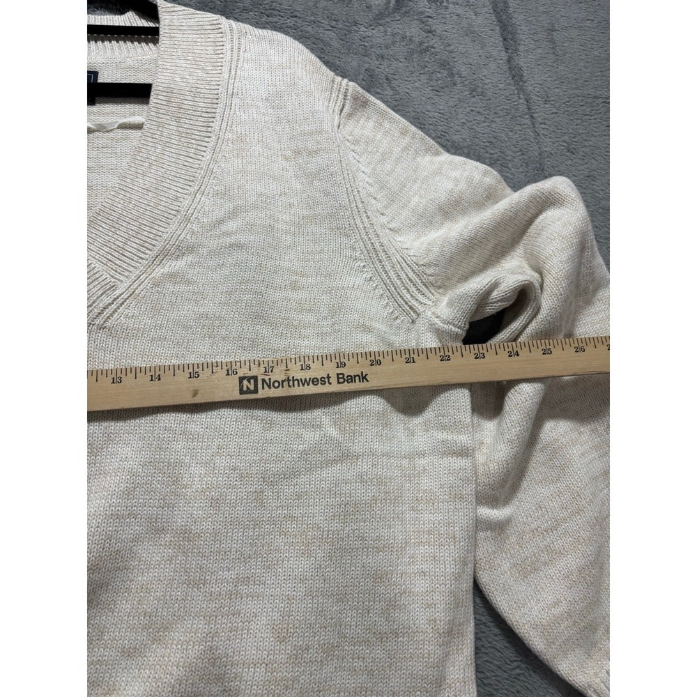 Gap XL Tall Womens Cream V-Neck Sweater Cotton Knit Cozy Preppy Casual