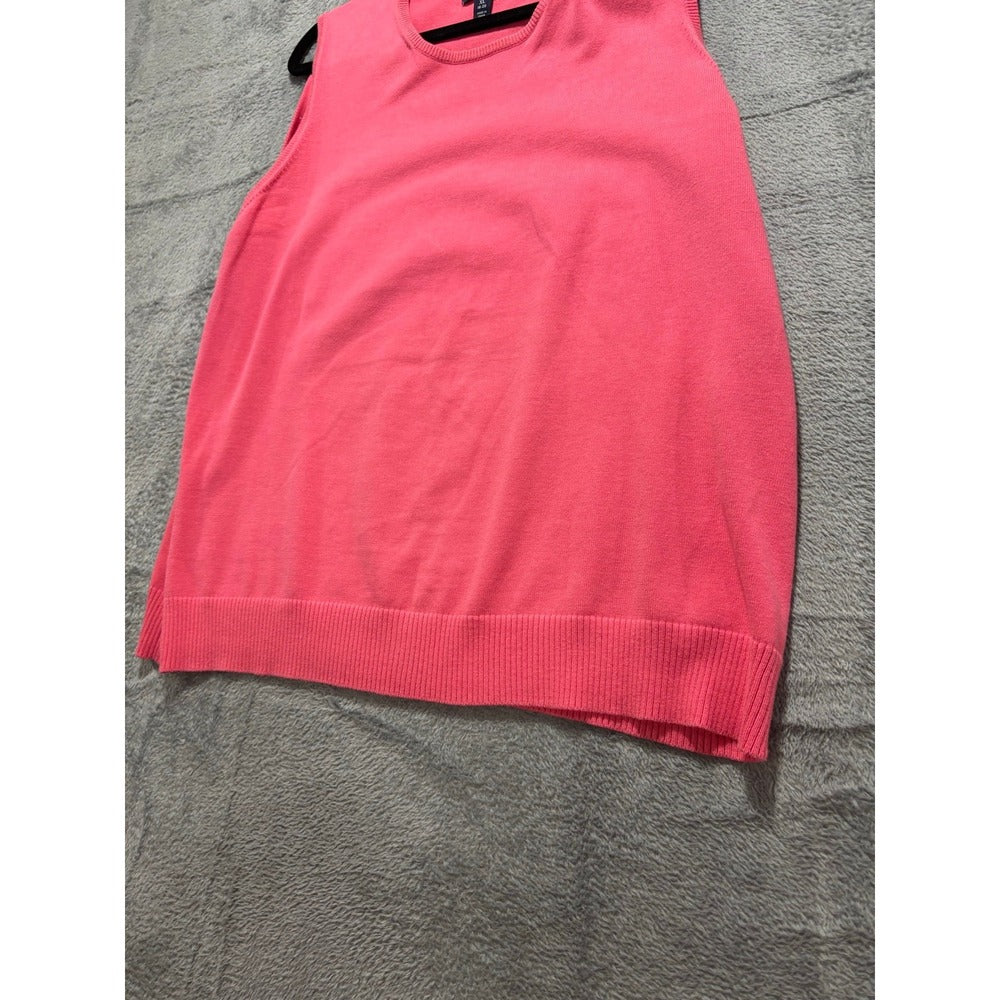 Lands' End XL Pink Sweater Vest Womens Casual Preppy Knit Sleeveless Top