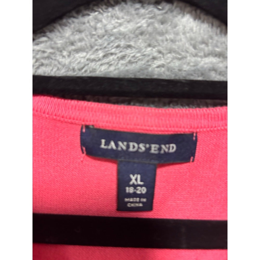 Lands' End XL Pink Sweater Vest Womens Casual Preppy Knit Sleeveless Top