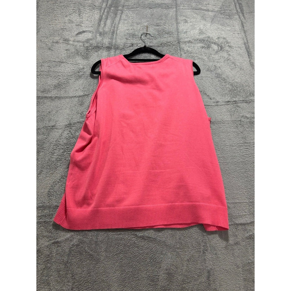 Lands' End XL Pink Sweater Vest Womens Casual Preppy Knit Sleeveless Top